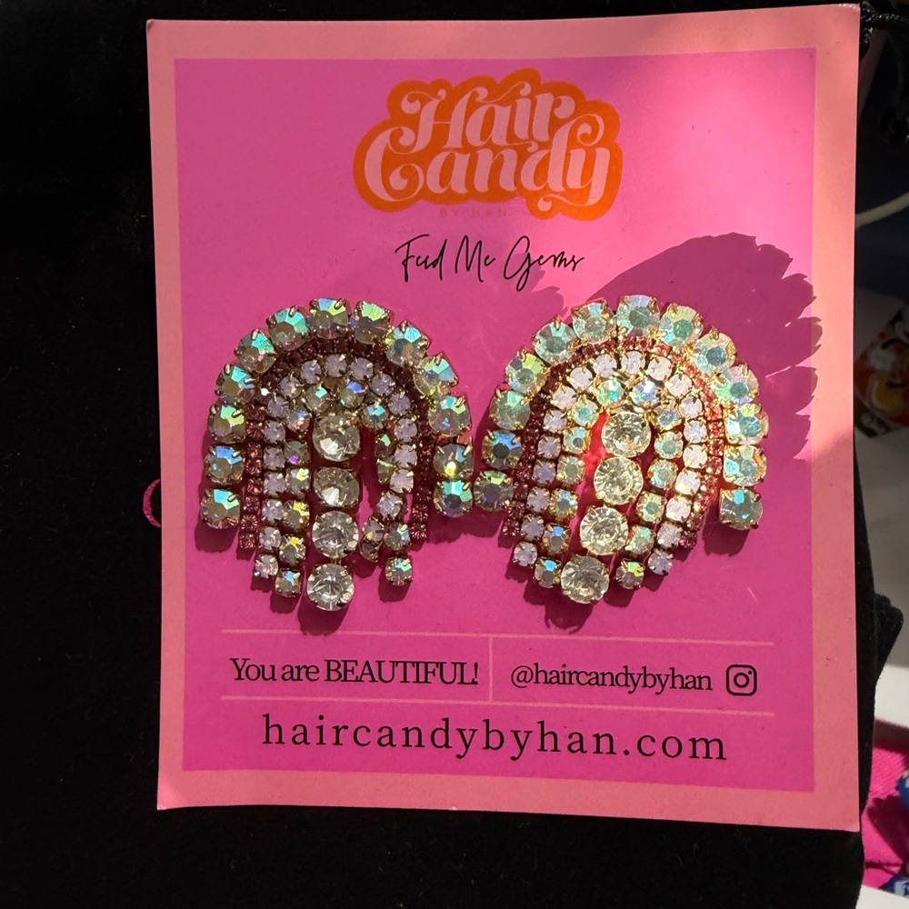 Hair Candy by Han Rainbow Crystal Earrings short length